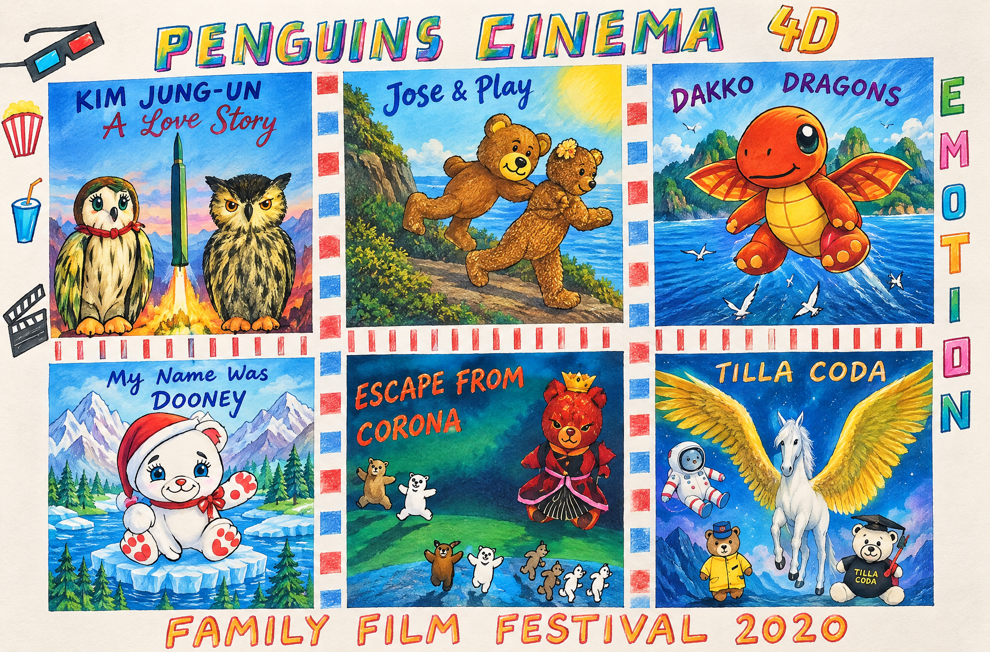 Penguins Cinema 4D family film festival class project image.