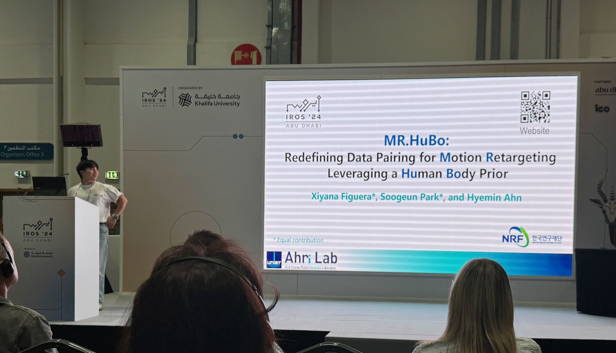 MR.HuBo presentation slide at IROS 2024 in Abu Dhabi.